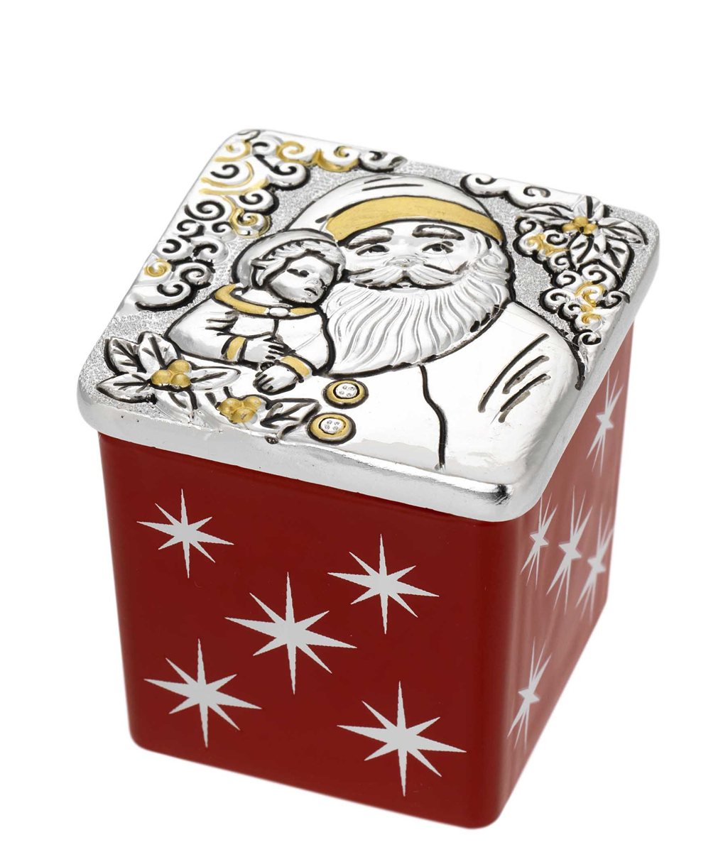 Vasetto candela profumata 50x50 50 gr. con coperchio argentato babbo natale